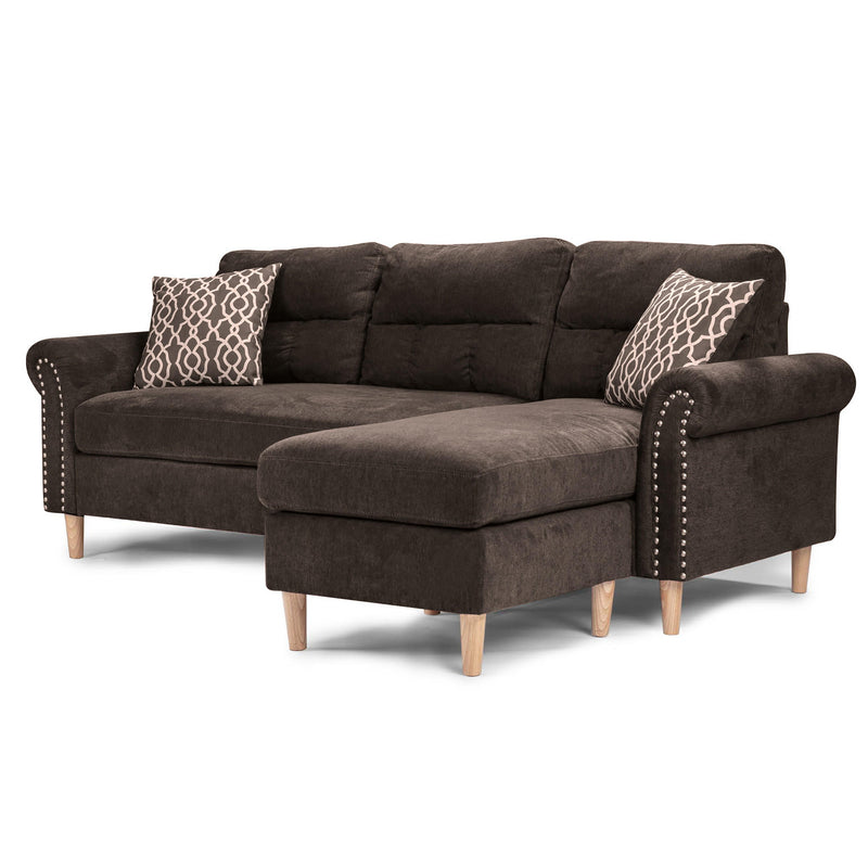 Poundex F6448 Reversible Sectional Set with 2 Accent Pillows IMAGE 3