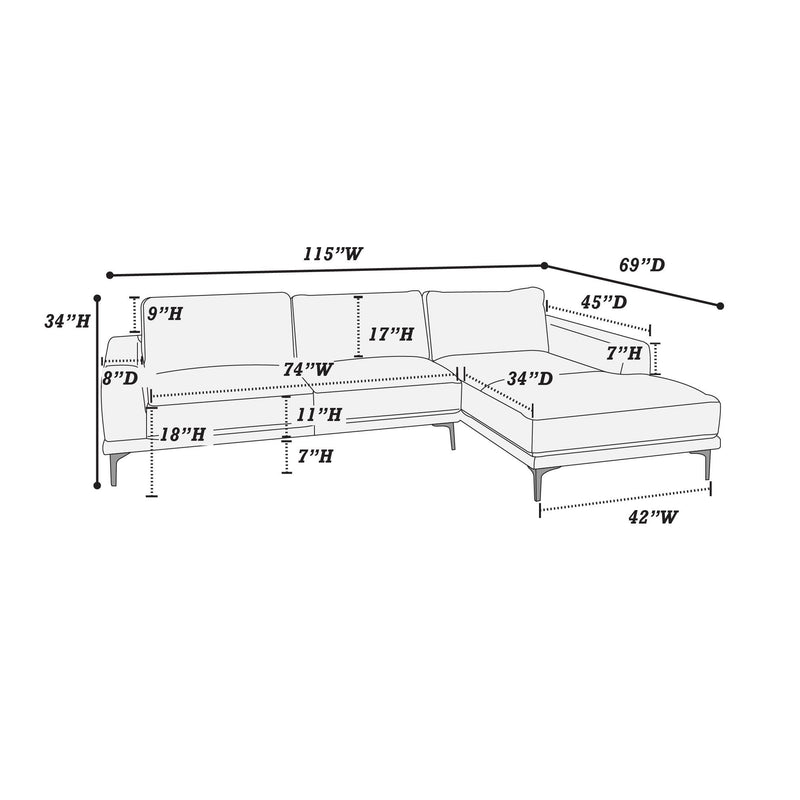 Poundex F6430 2 pc Sectional Set with 2 Accent Pillows IMAGE 8