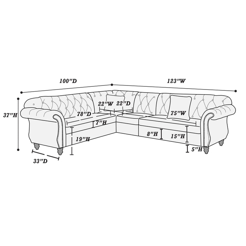 Poundex F6433 4 pc Sectional Set IMAGE 7
