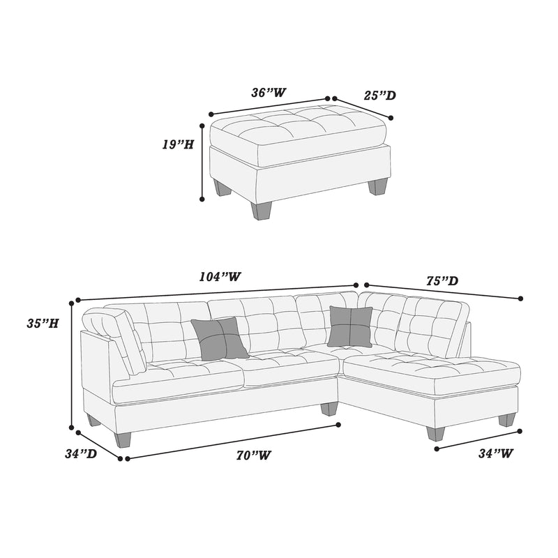 Poundex F6582 3 pc Sectional Set IMAGE 3