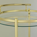 Coaster Furniture Chrissy 181366 2-tier Round Glass Shelf Metal Bar Cart - Brass IMAGE 10