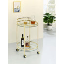 Coaster Furniture Chrissy 181366 2-tier Round Glass Shelf Metal Bar Cart - Brass IMAGE 9