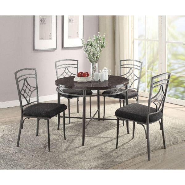 Acme Furniture Round Burnett Dining Table with Faux Marble Top 70300 IMAGE 1