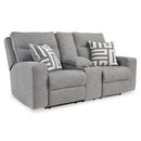  Signature Design by Ashley Biscoe 9050318 Power Reclining Loveseat with Console and Adjustable Headrest IMAGE 1