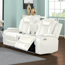New Classic Furniture Orion Power Reclining Leather Look Loveseat U1769-25P2-WHT IMAGE 1