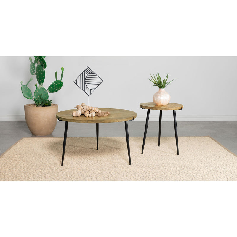 Coaster Furniture Pilar 703607 Round Solid Wood Top End Table - Natural and Black IMAGE 3