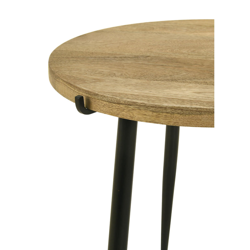 Coaster Furniture Pilar 703607 Round Solid Wood Top End Table - Natural and Black IMAGE 5