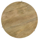 Coaster Furniture Pilar 703608 Round Solid Wood Top Coffee Table - Natural and Black IMAGE 4