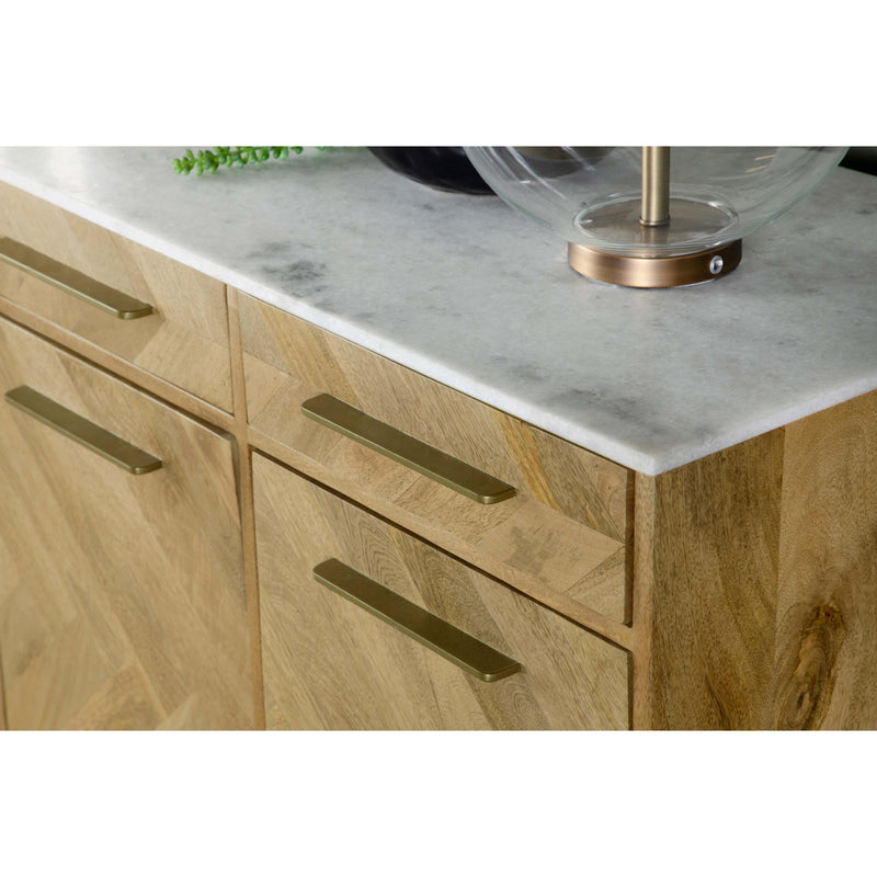 Coaster Furniture Keaton 951138 3-door Marble Top Herringbone Accent Cabinet - Natural IMAGE 12