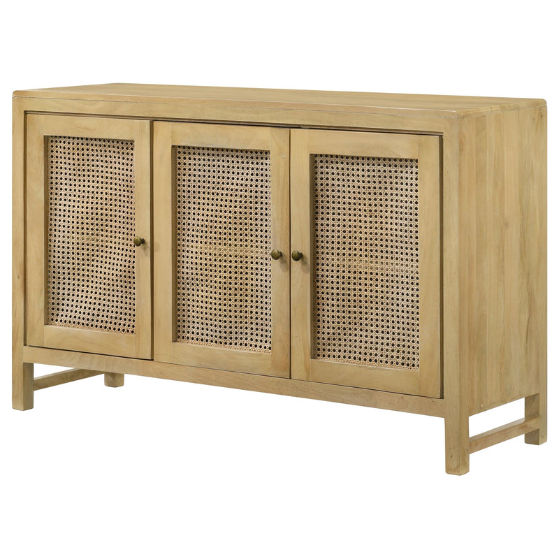 Coaster Furniture Zamora 953556 3-door Wood Accent Cabinet with Woven Cane - Natural IMAGE 5