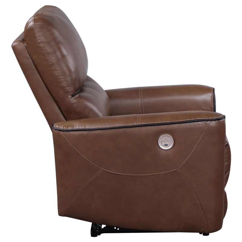 Coaster Furniture Greenfield 610266P Upholstered Power Recliner Chair - Saddle Brown IMAGE 5