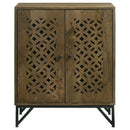 Coaster Furniture Zaria 950391 2-door Wood Trellis Accent Storage Cabinet - Brown IMAGE 3
