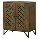 Coaster Furniture Zaria 950391 2-door Wood Trellis Accent Storage Cabinet - Brown IMAGE 4