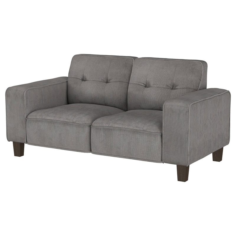 Coaster Furniture Deerhurst 509642 Upholstered Track Arm Tufted Loveseat - Charcoal IMAGE 3