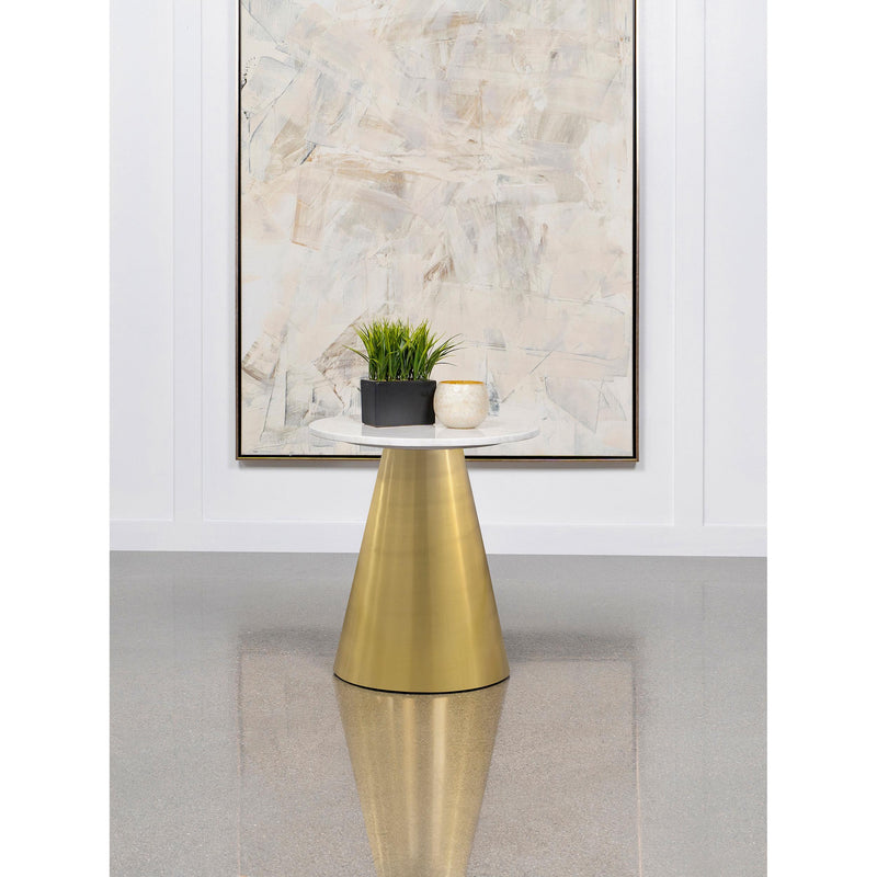 Coaster Furniture Avon 707827 Round Marble Top Stainless Steel Side End Table - White IMAGE 3