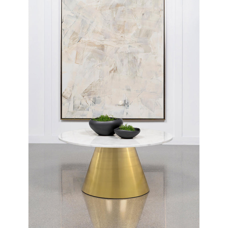 Coaster Furniture Avon 707828 Round Marble Top Stainless Steel Coffee Table - White IMAGE 3