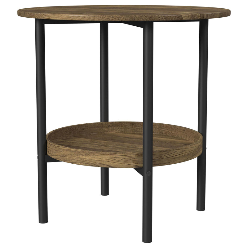 Coaster Furniture Delfin 721617 Round Glass Top Side End Table - Black and Brown IMAGE 3