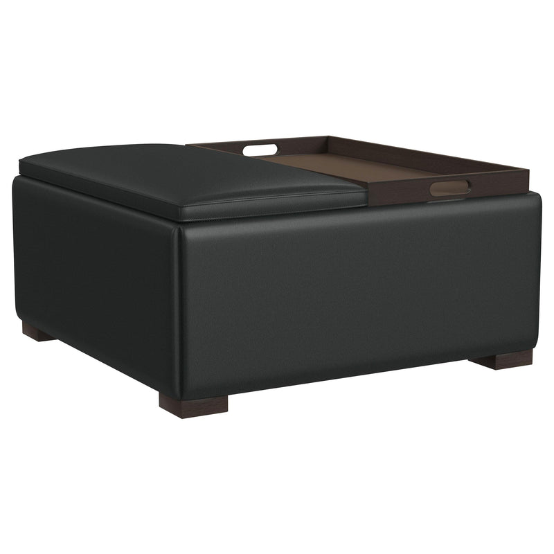 Coaster Furniture Paris 910142 Upholstered Storage Ottoman with Tray - Black IMAGE 2