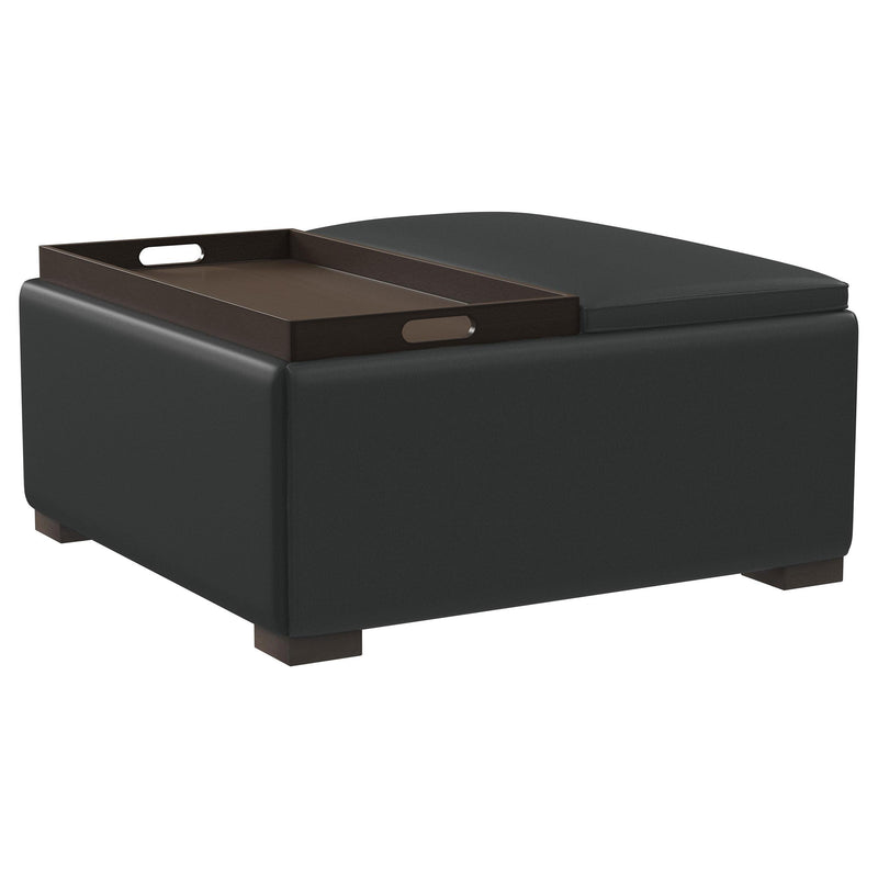 Coaster Furniture Paris 910142 Upholstered Storage Ottoman with Tray - Black IMAGE 3