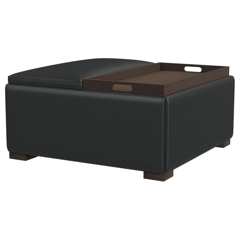 Coaster Furniture Paris 910142 Upholstered Storage Ottoman with Tray - Black IMAGE 4