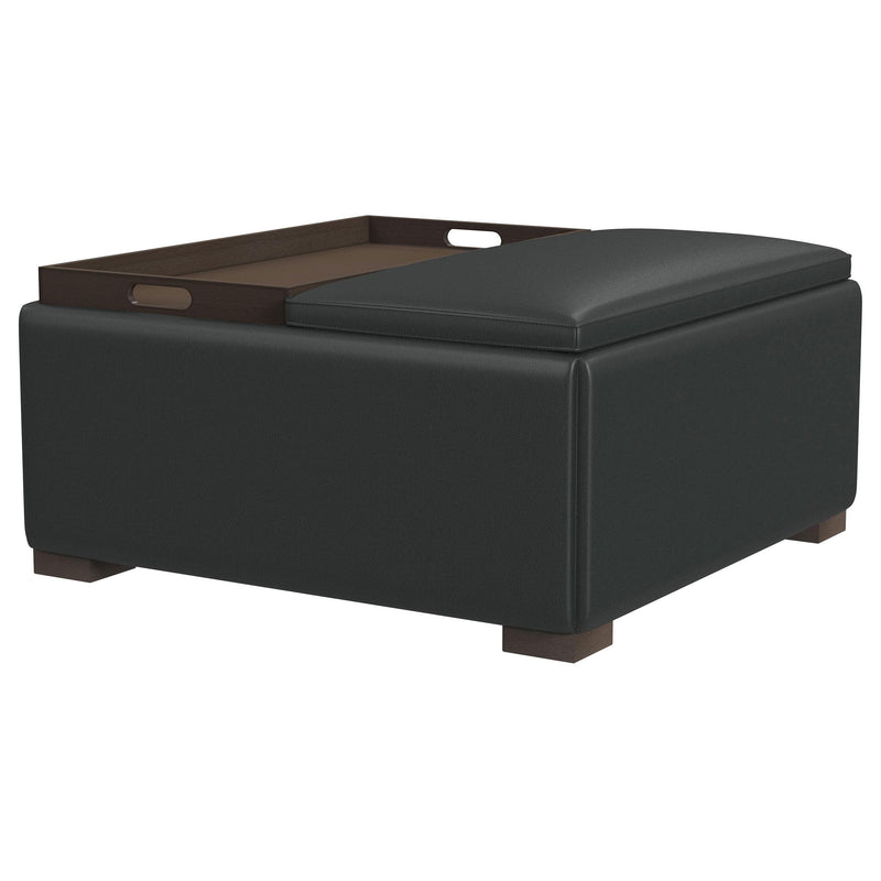 Coaster Furniture Paris 910142 Upholstered Storage Ottoman with Tray - Black IMAGE 5
