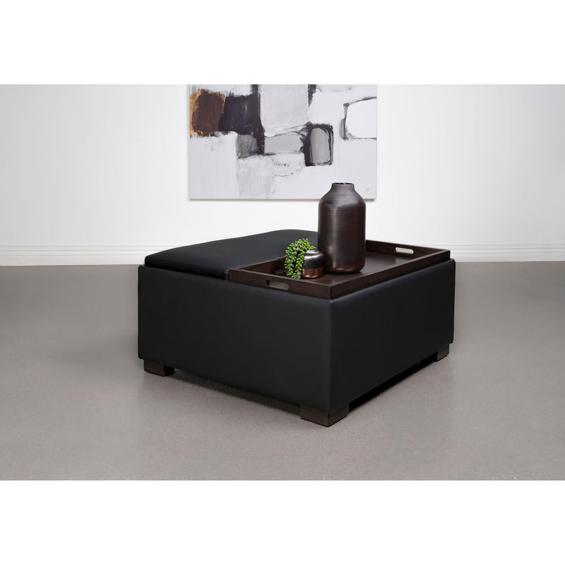 Coaster Furniture Paris 910142 Upholstered Storage Ottoman with Tray - Black IMAGE 9