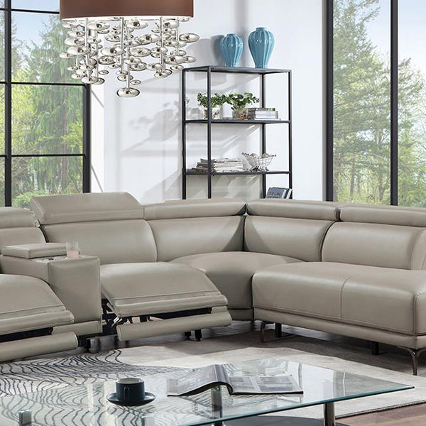 Furniture of America Linwurst Power Reclining Sectional CM6457GY-PM-SECT IMAGE 1