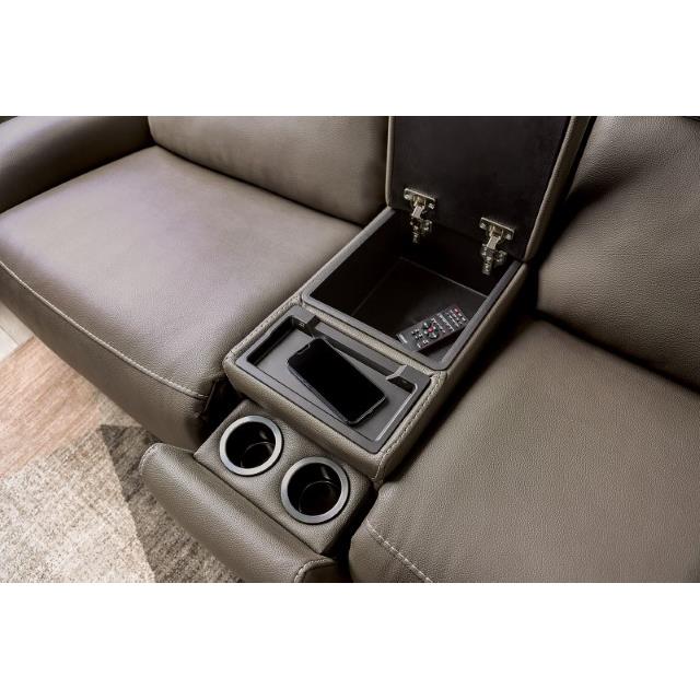 Furniture of America Edmondus Power Reclining Leatherette Sectional CM9923GY-SECT-PM IMAGE 5