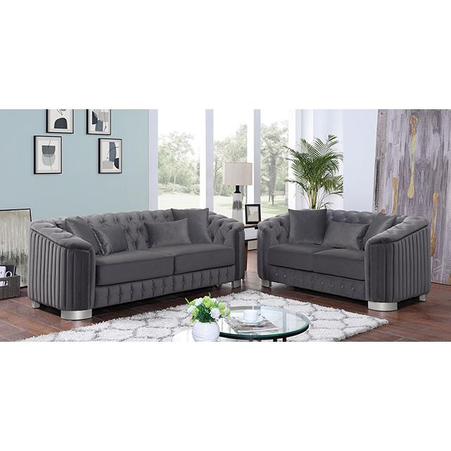 Furniture of America Castellon Fabric Loveseat FOA6475DG-LV-PK IMAGE 2
