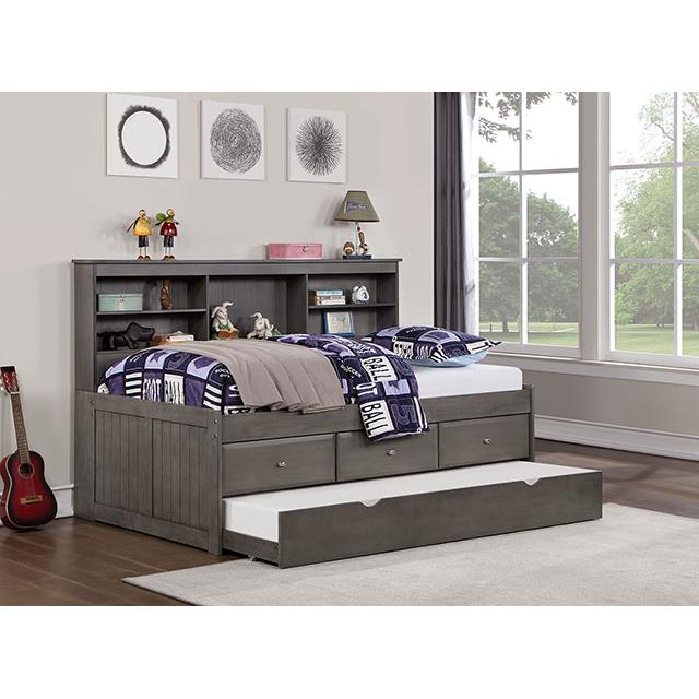 Furniture of America Tibalt FOA7466GY-T Twin Bed w/ Trundle IMAGE 2