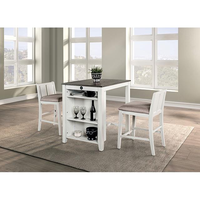 Furniture of America Lescles FM3423WH-PT-3PK 3 Pc Counter Ht Set (1 Table + 2 Chairs) IMAGE 2