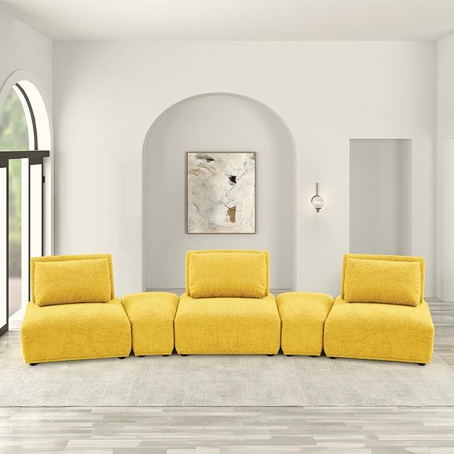  Furniture of America Stavanger FM63001YL-G Curved 3-Seater IMAGE 1
