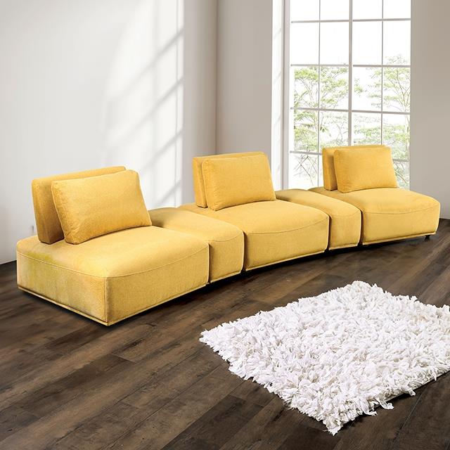  Furniture of America Stavanger FM63001YL-G Curved 3-Seater IMAGE 2