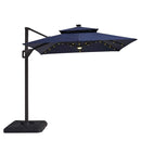 Furniture of America Xico LA-A030BL+BASE 8 Ft Square Umbrella w/ Double Top w/ LED Light + 37" Large Base IMAGE 1