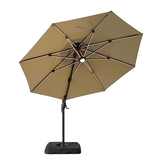 Furniture of America Fera LA-A032BG+BASE 10 Ft Round Umbrella w/ LED Bulb + 37" Large Base IMAGE 2