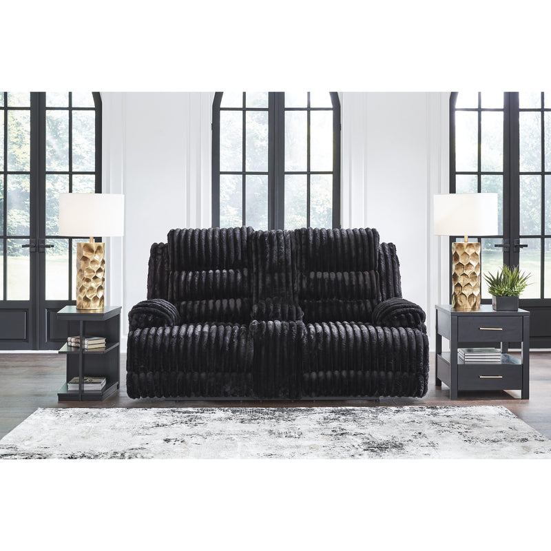  Signature Design by Ashley Rhine Falls PC4280596 Double Reclining Power Loveseat with Console IMAGE 4